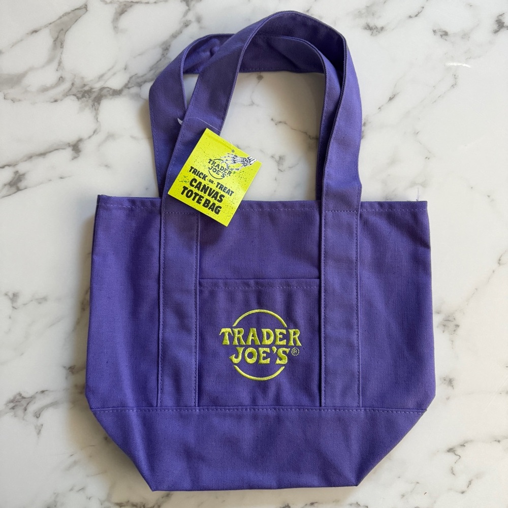 NWT Trader Joe’s Trick-or-Treat Mini Canvas Tote Bag - Purple